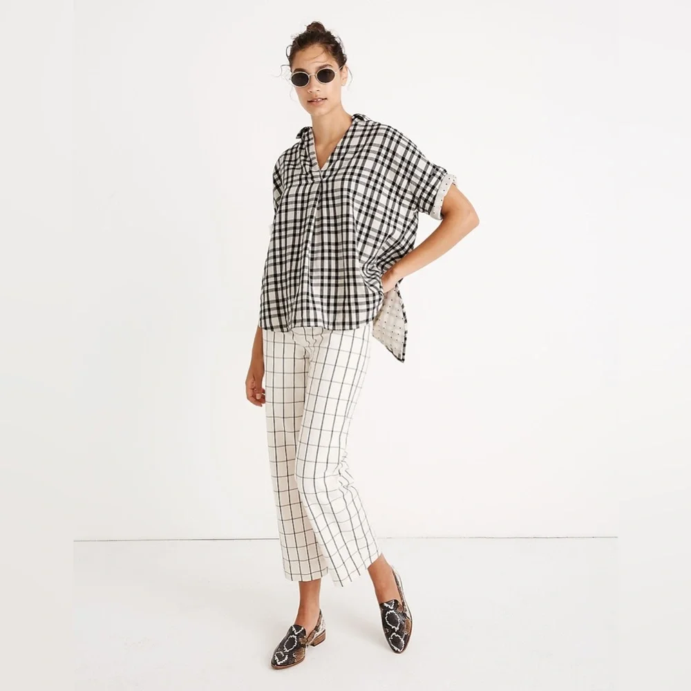 Madewell Courier Button Back Blouse Double Faced Plaid Womens Small - Picture 1 of 7